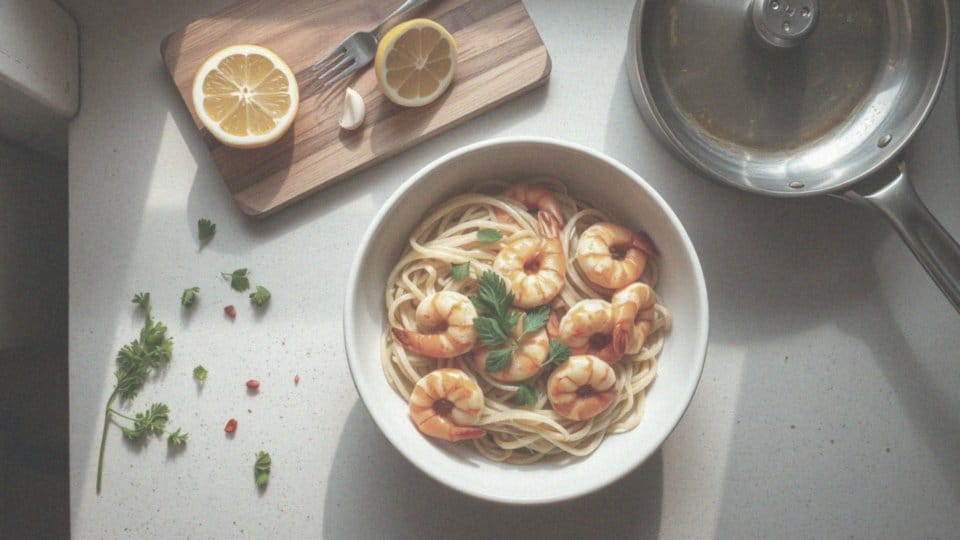7. Jak zrobić makaron konjac z krewetkami i sosem czosnkowym?